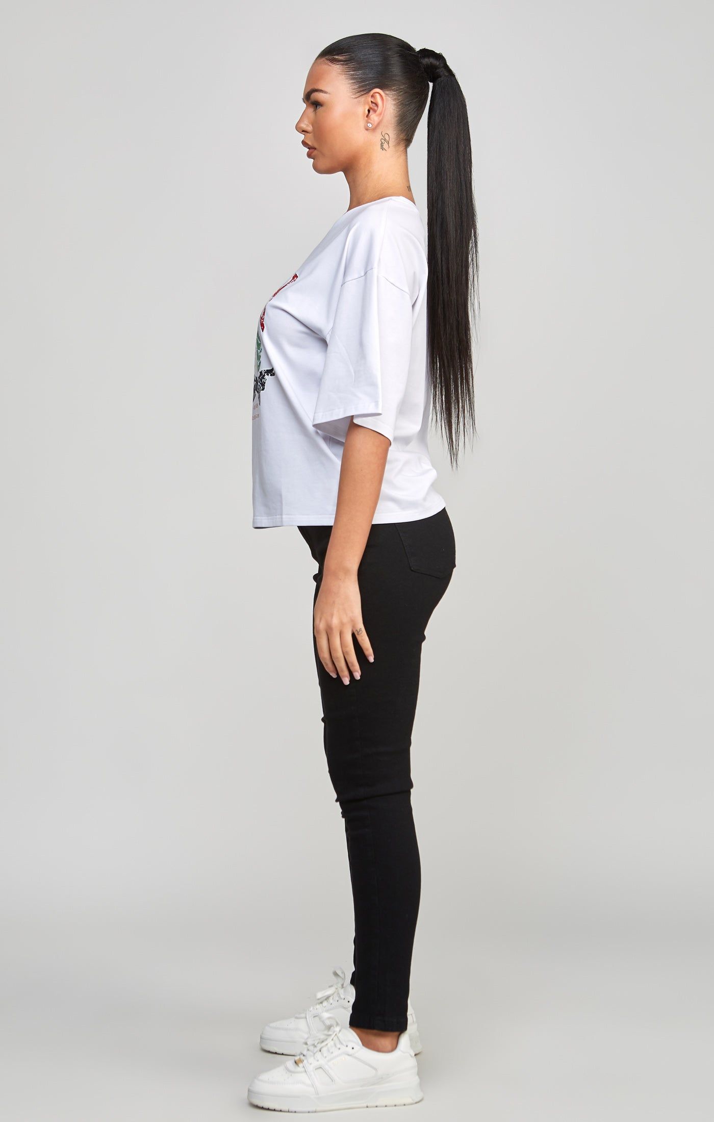 White Varsity Crop T-Shirt sold by Siksilk product image thumbnail 4