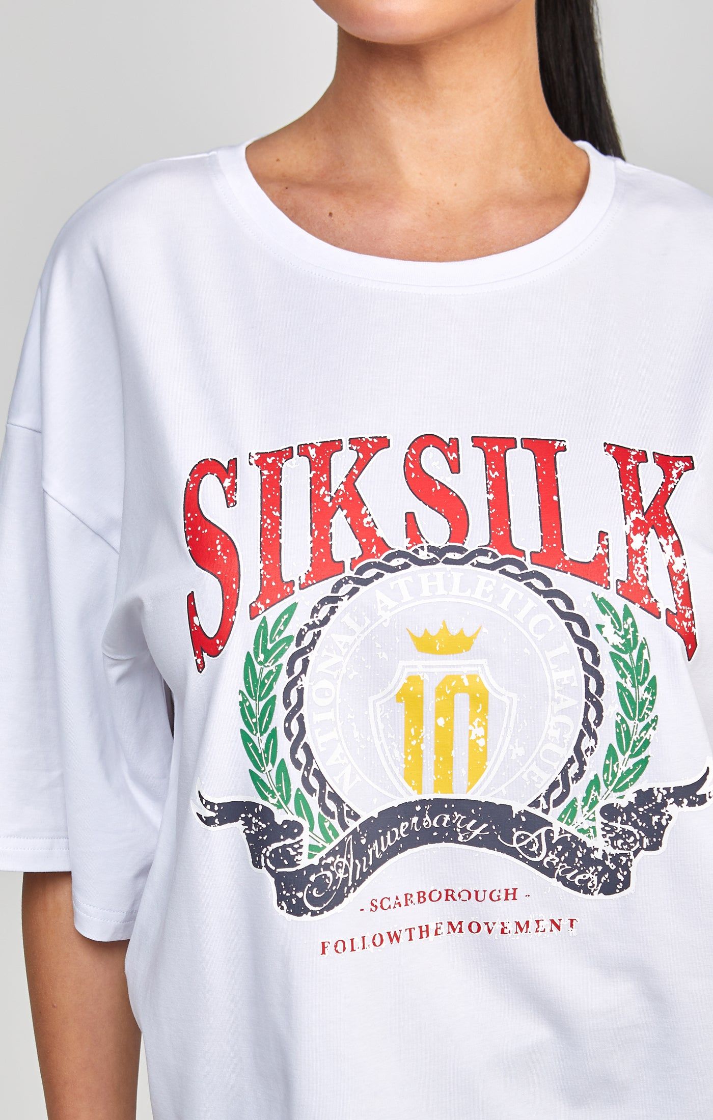 White Varsity Crop T-Shirt sold by Siksilk product image thumbnail 2