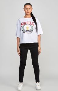 White Varsity Crop T-Shirt sold by Siksilk