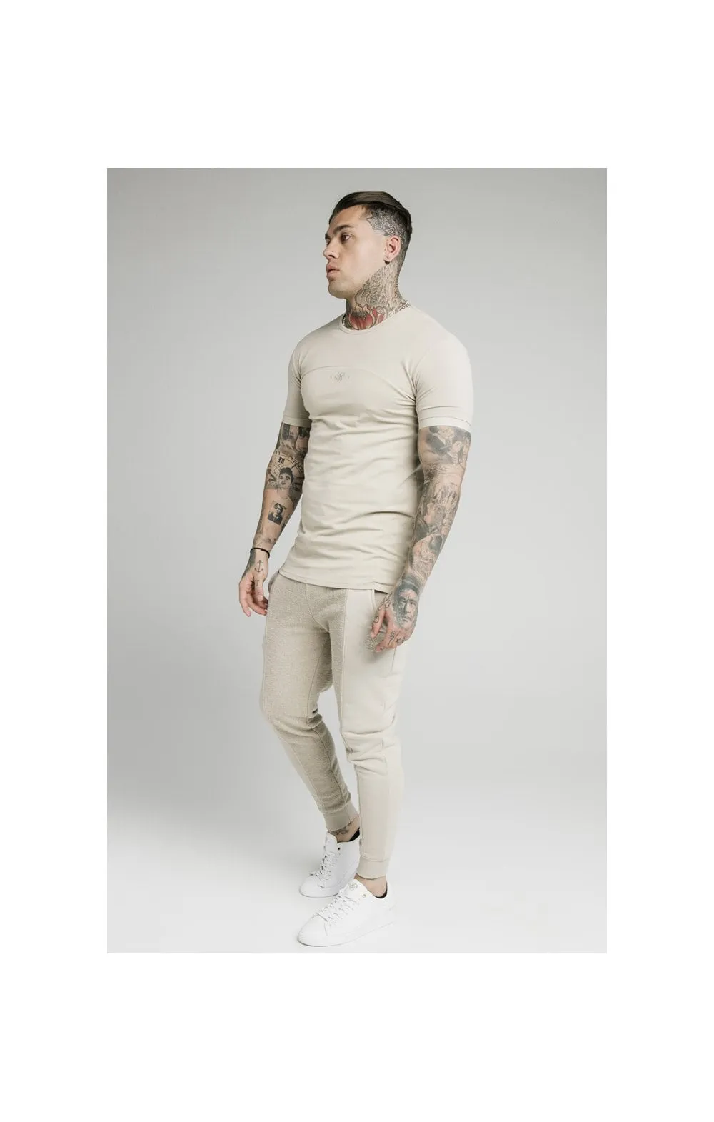 SikSilk Cut & Sew Gym Tee - Stone sold by Siksilk product image thumbnail 5
