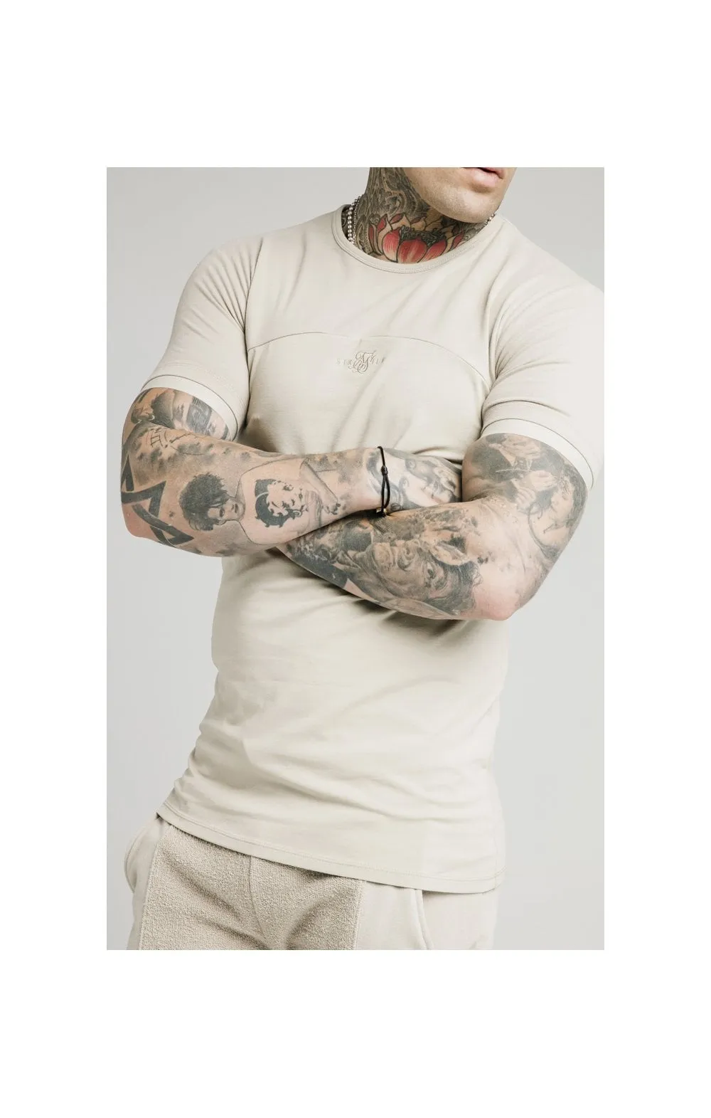 SikSilk Cut & Sew Gym Tee - Stone sold by Siksilk product image thumbnail 2