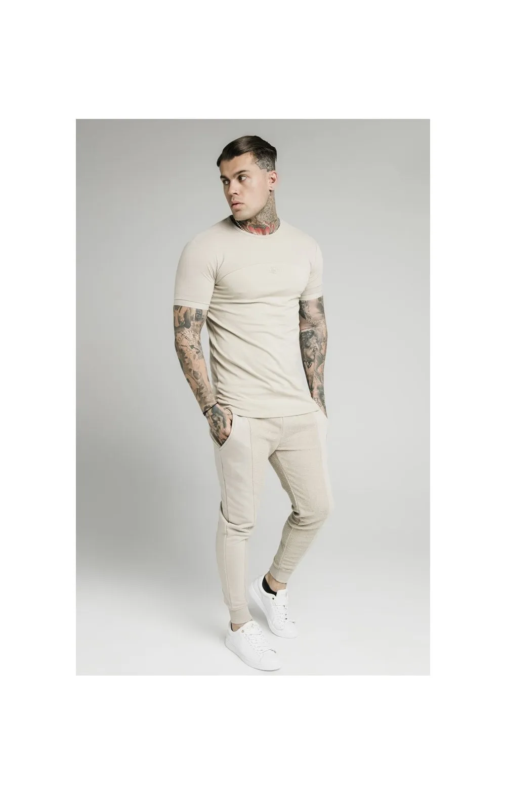SikSilk Cut & Sew Gym Tee - Stone sold by Siksilk product image thumbnail 3