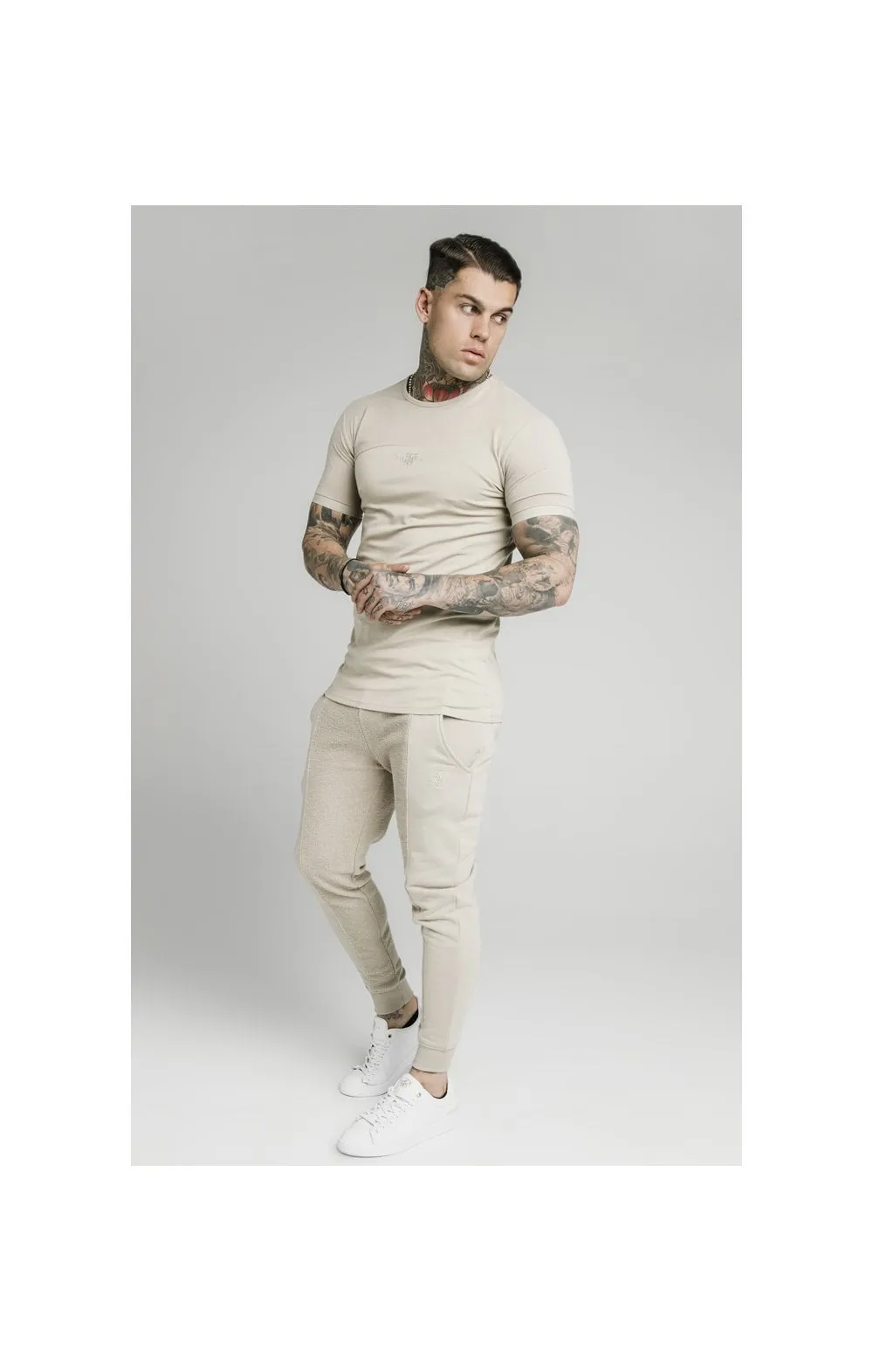 SikSilk Cut & Sew Gym Tee - Stone sold by Siksilk product image thumbnail 4