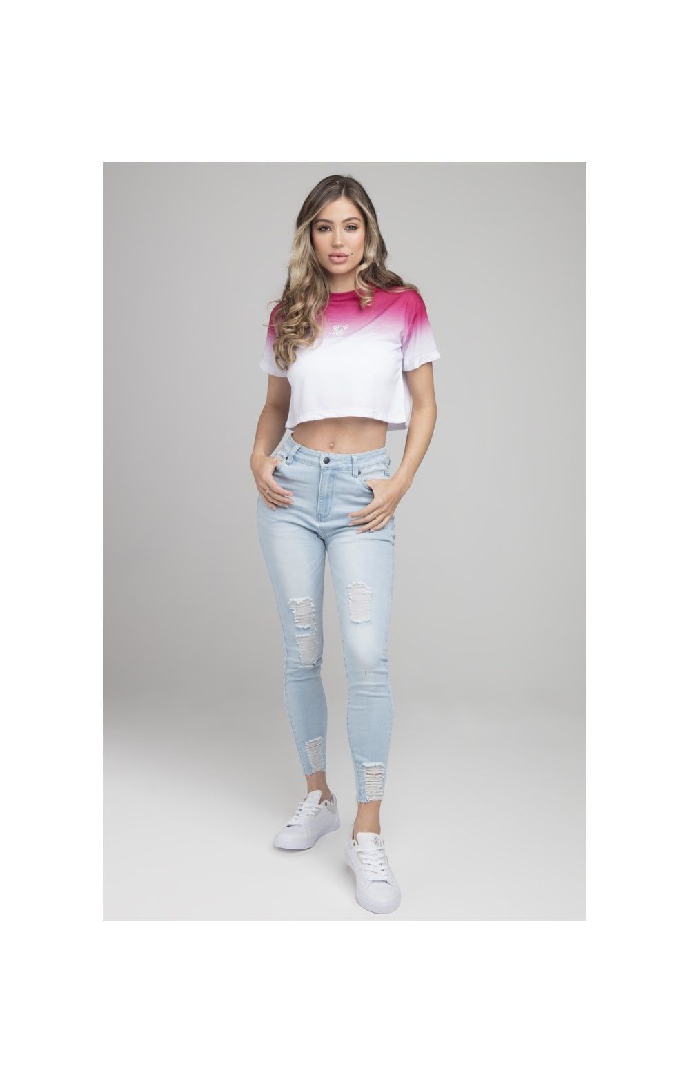 SikSilk High Fade Crop Tee - Pink & White sold by Siksilk product image thumbnail 4