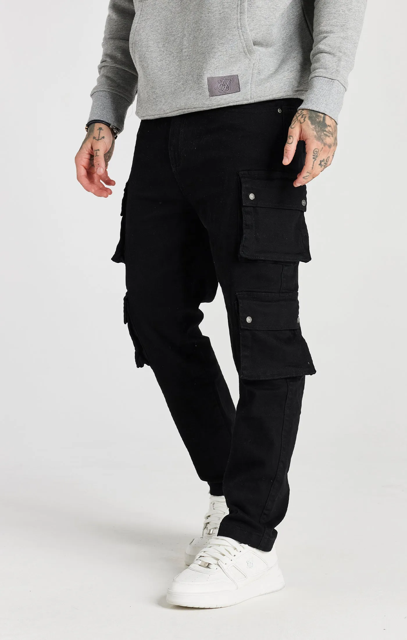 Black Loose Fit Cargo Pant sold by Siksilk