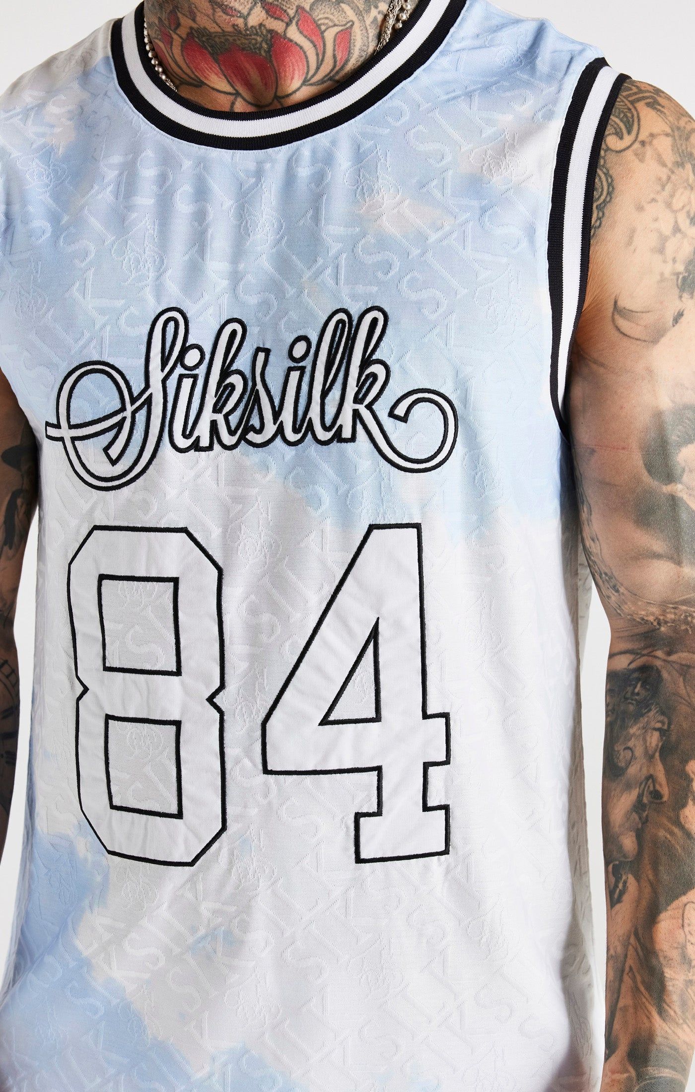 White Jacquard Baseball Vest sold by Siksilk product image thumbnail 2