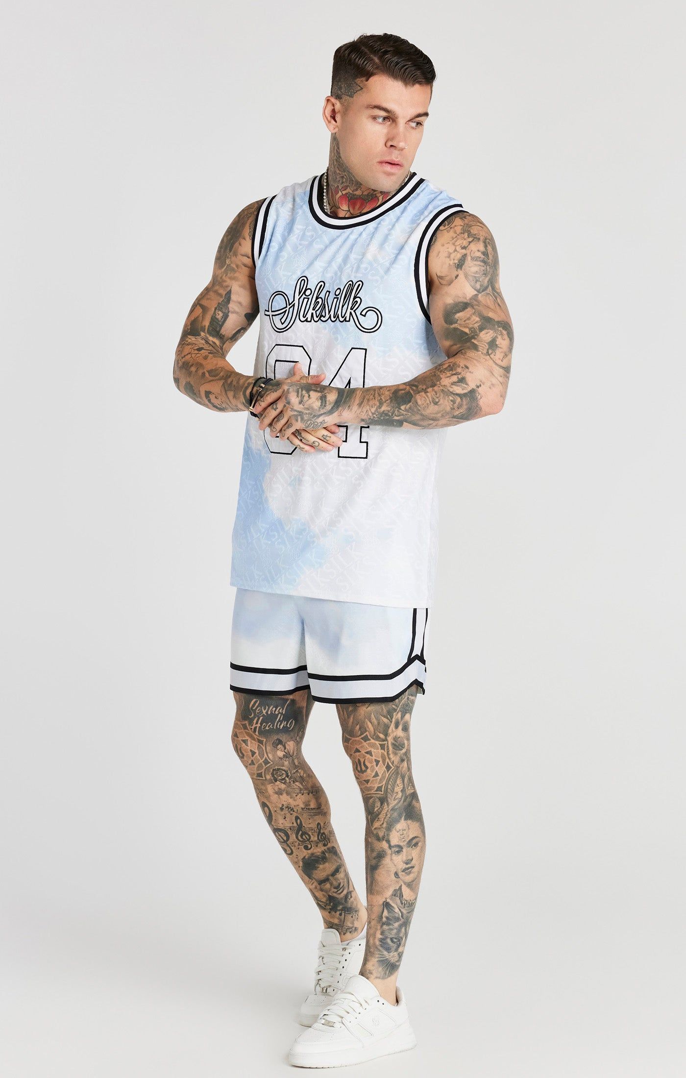 White Jacquard Baseball Vest sold by Siksilk product image thumbnail 3