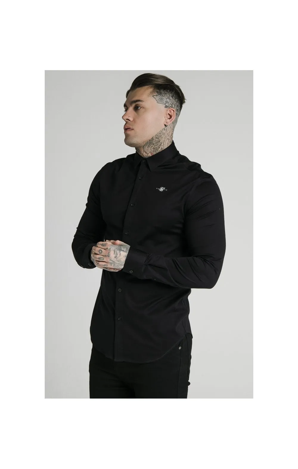 SikSilk L/S Cotton Shirt - Black sold by Siksilk