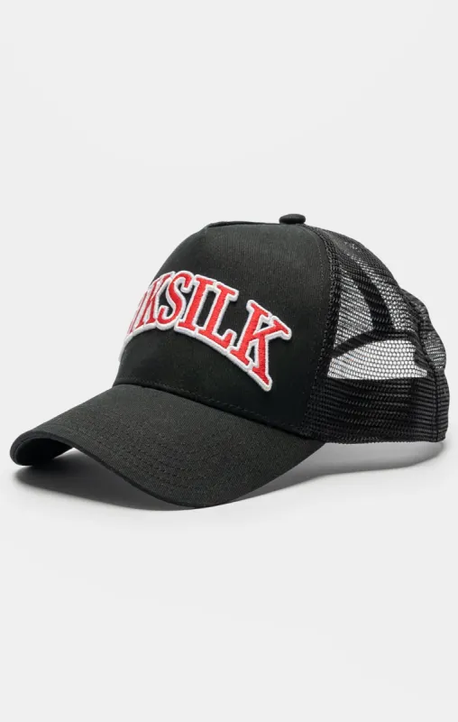 Black Mesh Shadow Logo Trucker Cap sold by Siksilk