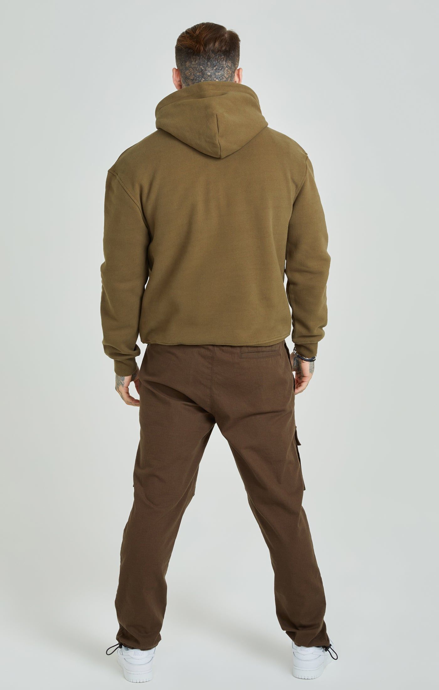 Khaki Applique Logo Relaxed Fit Overhead Hoodie sold by Siksilk product image thumbnail 5