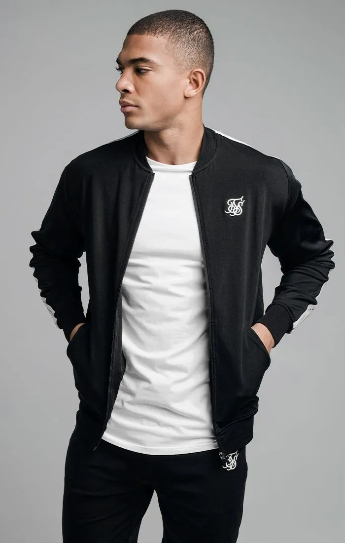 Black Track Bomber Jacket sold by Siksilk