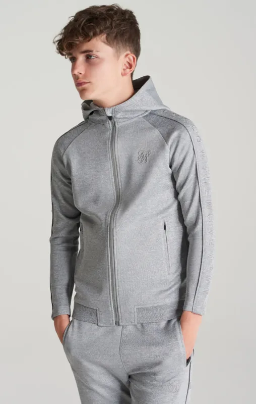 Boys Grey Marl Taped Zip Thru Hoodie sold by Siksilk