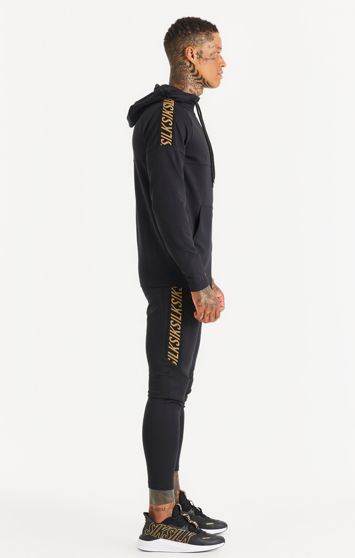 Black Sports Zip Through Tape Hoodie sold by Siksilk product image thumbnail 7