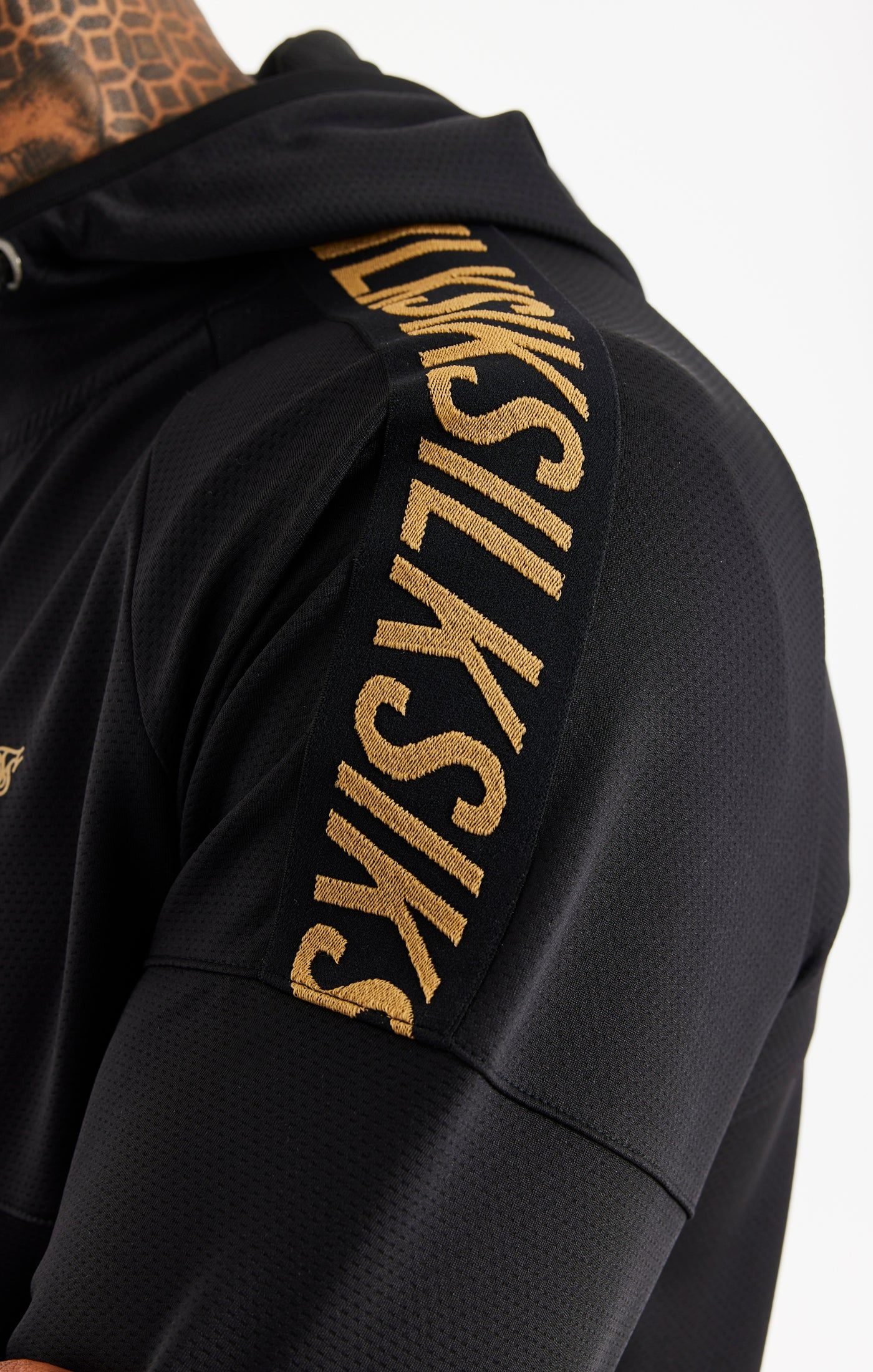 Black Sports Zip Through Tape Hoodie sold by Siksilk product image thumbnail 2