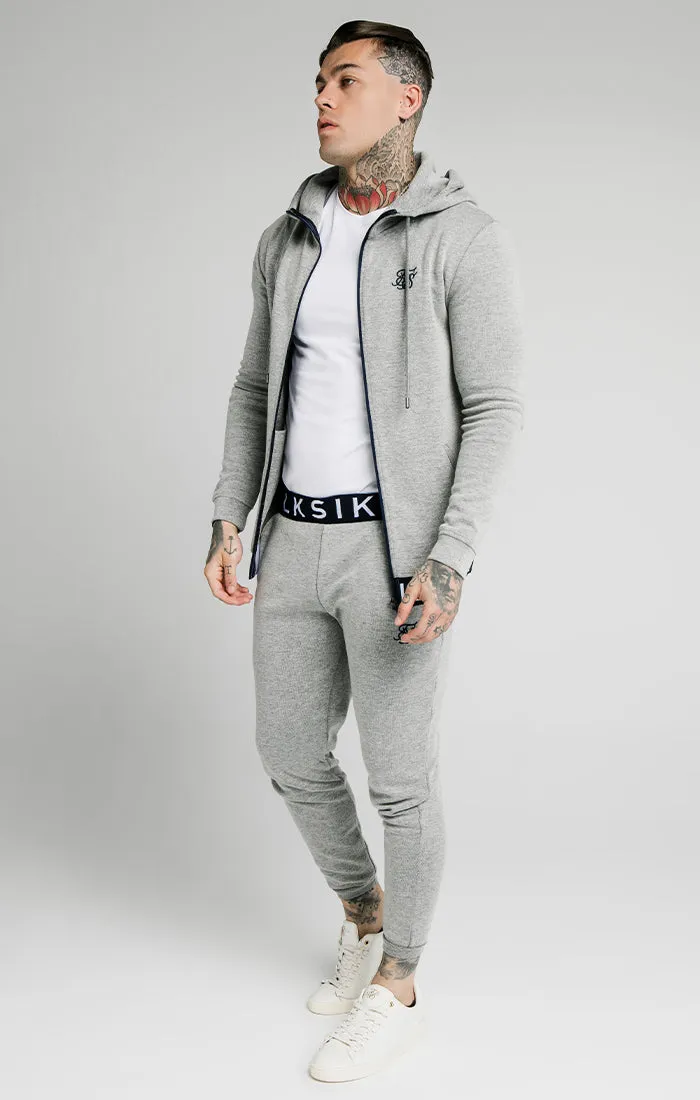 SikSilk Elastic Jacquard Zip Through Hoodie – Grey sold by Siksilk product image thumbnail 4