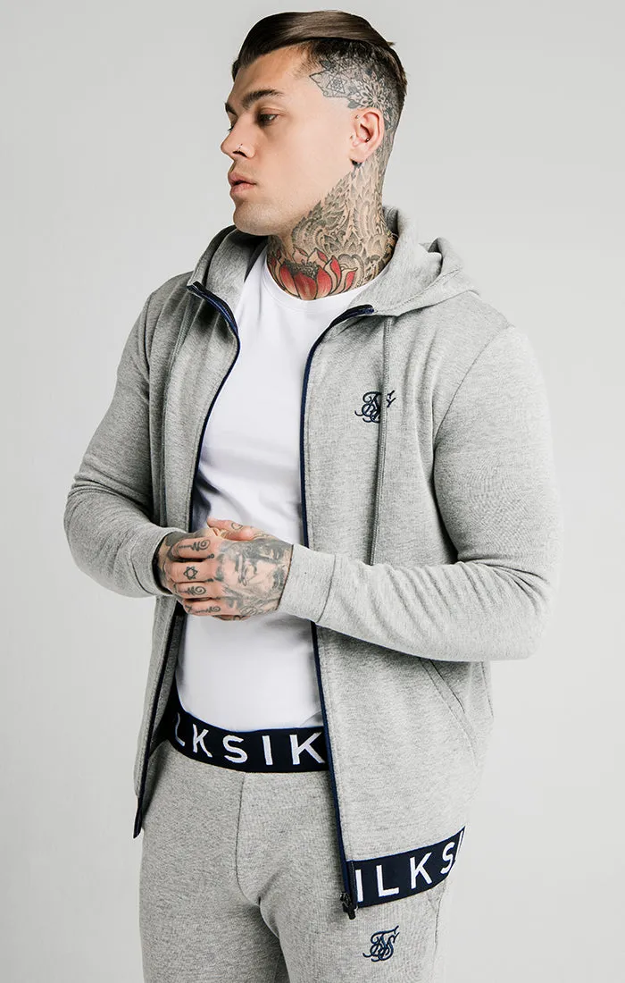 SikSilk Elastic Jacquard Zip Through Hoodie – Grey sold by Siksilk