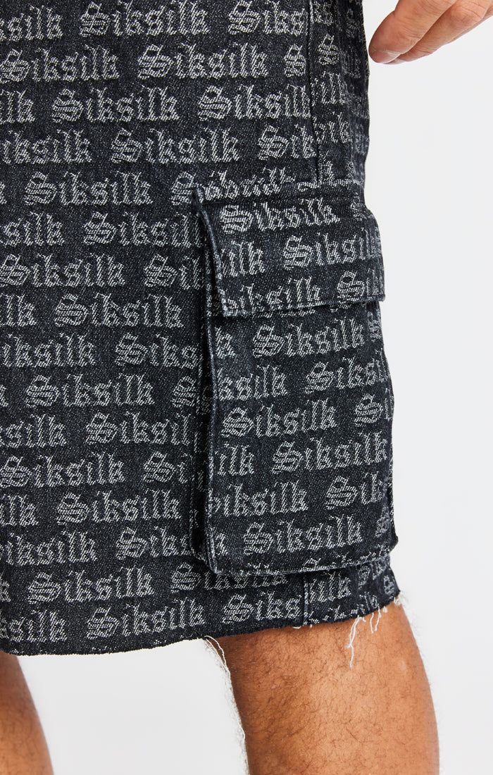 Black Jacquard Denim Cargo Short sold by Siksilk product image thumbnail 6