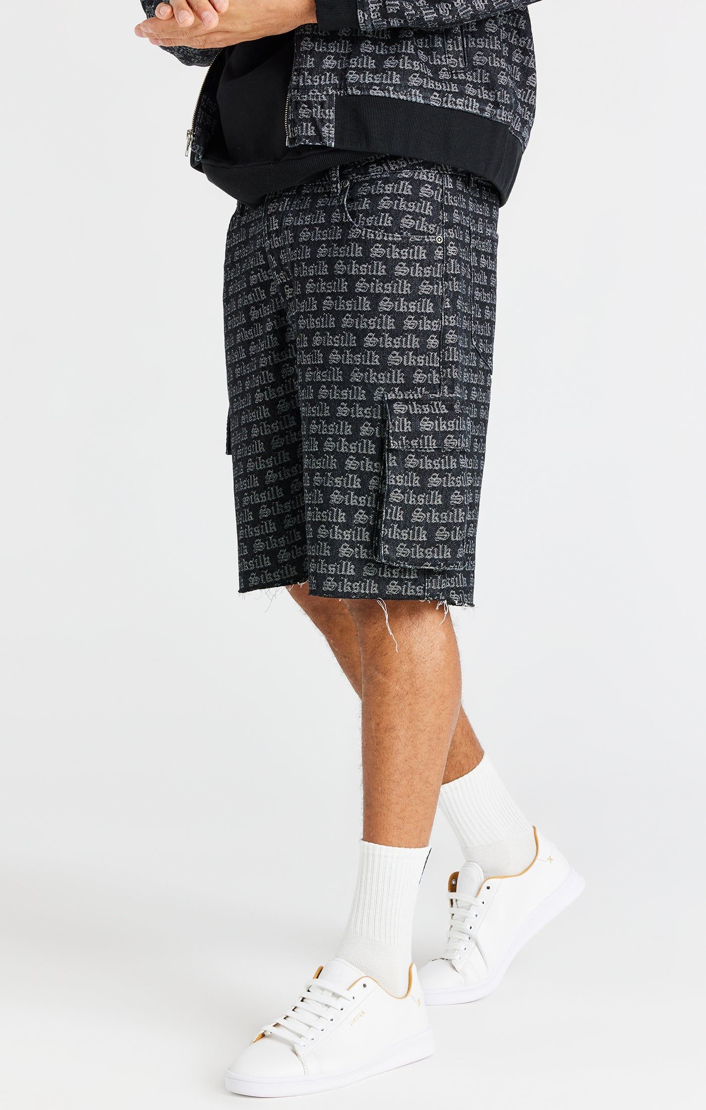 Black Jacquard Denim Cargo Short sold by Siksilk product image thumbnail 3