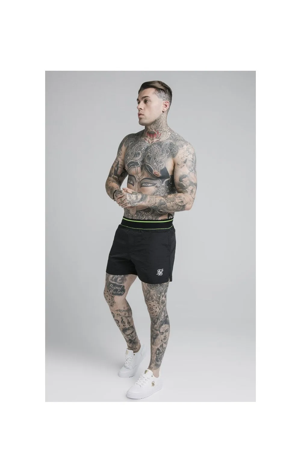 SikSilk Adapt Crushed Nylon Swim Shorts - Black sold by Siksilk product image thumbnail 3