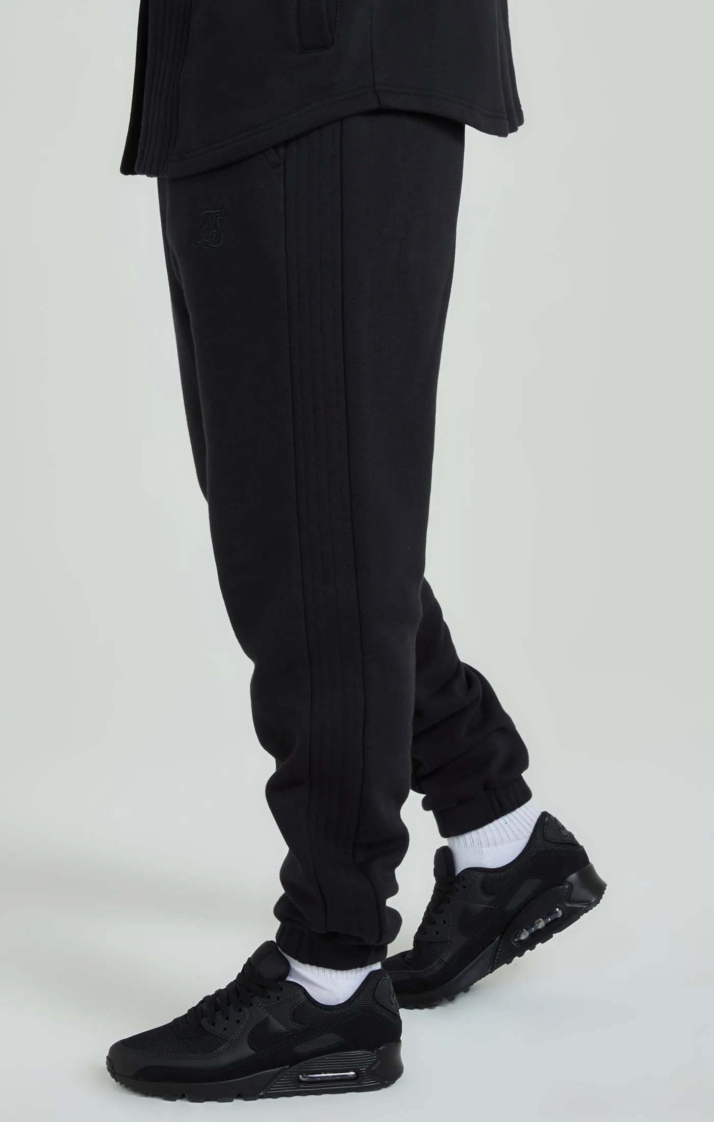 Black Panelled Relaxed Fit Joggers sold by Siksilk product image thumbnail 3