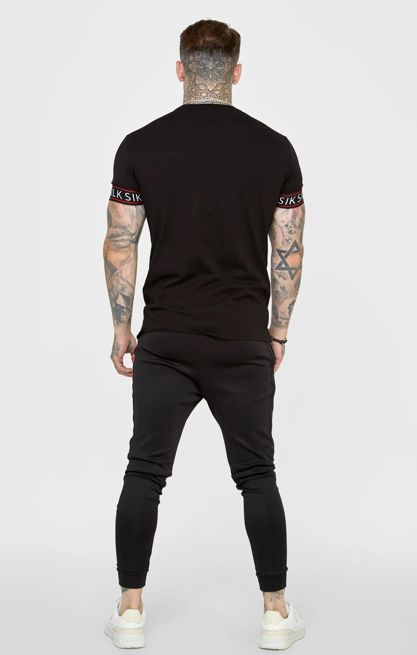 Black Taped Elasticated Cuff T-Shirt sold by Siksilk product image thumbnail 5