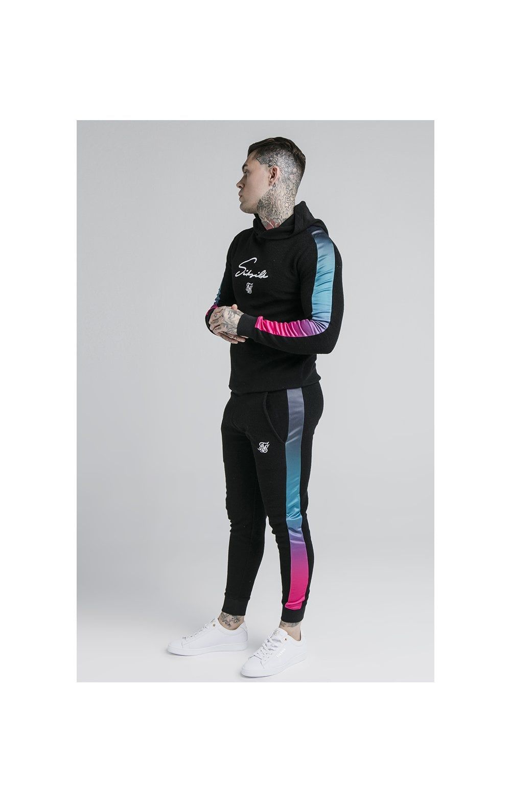 SikSilk Overhead Loop Back Fade Hoodie - Black & Tri Neon sold by Siksilk product image thumbnail 5