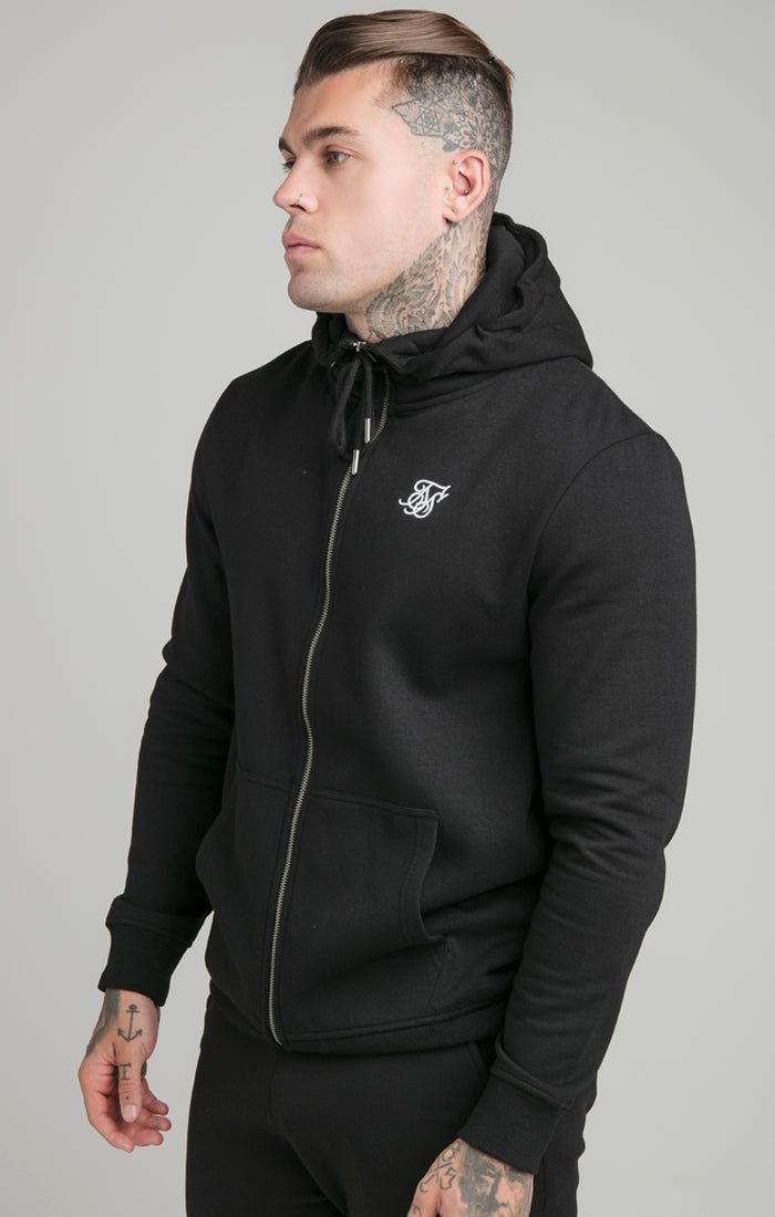 Black Zip Through Funnel Neck Hoodie sold by Siksilk