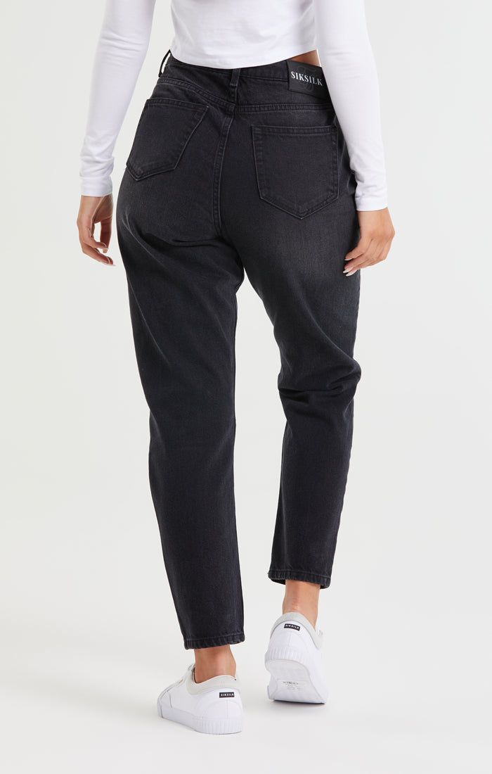 Washed Black Knee Rip Denim Mom Jean sold by Siksilk product image thumbnail 2