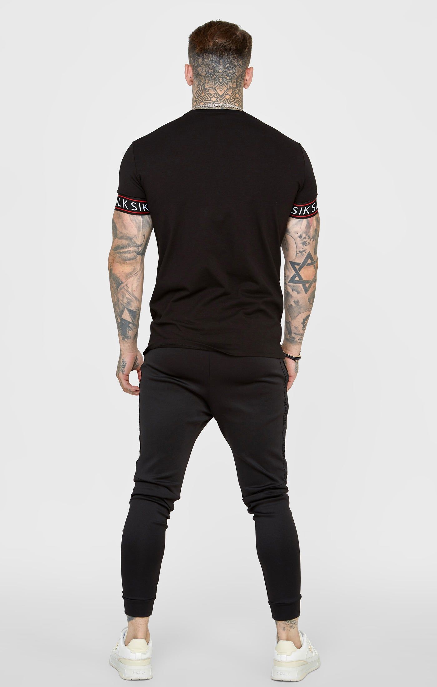 Black Taped Elasticated Cuff T-Shirt sold by Siksilk product image thumbnail 5