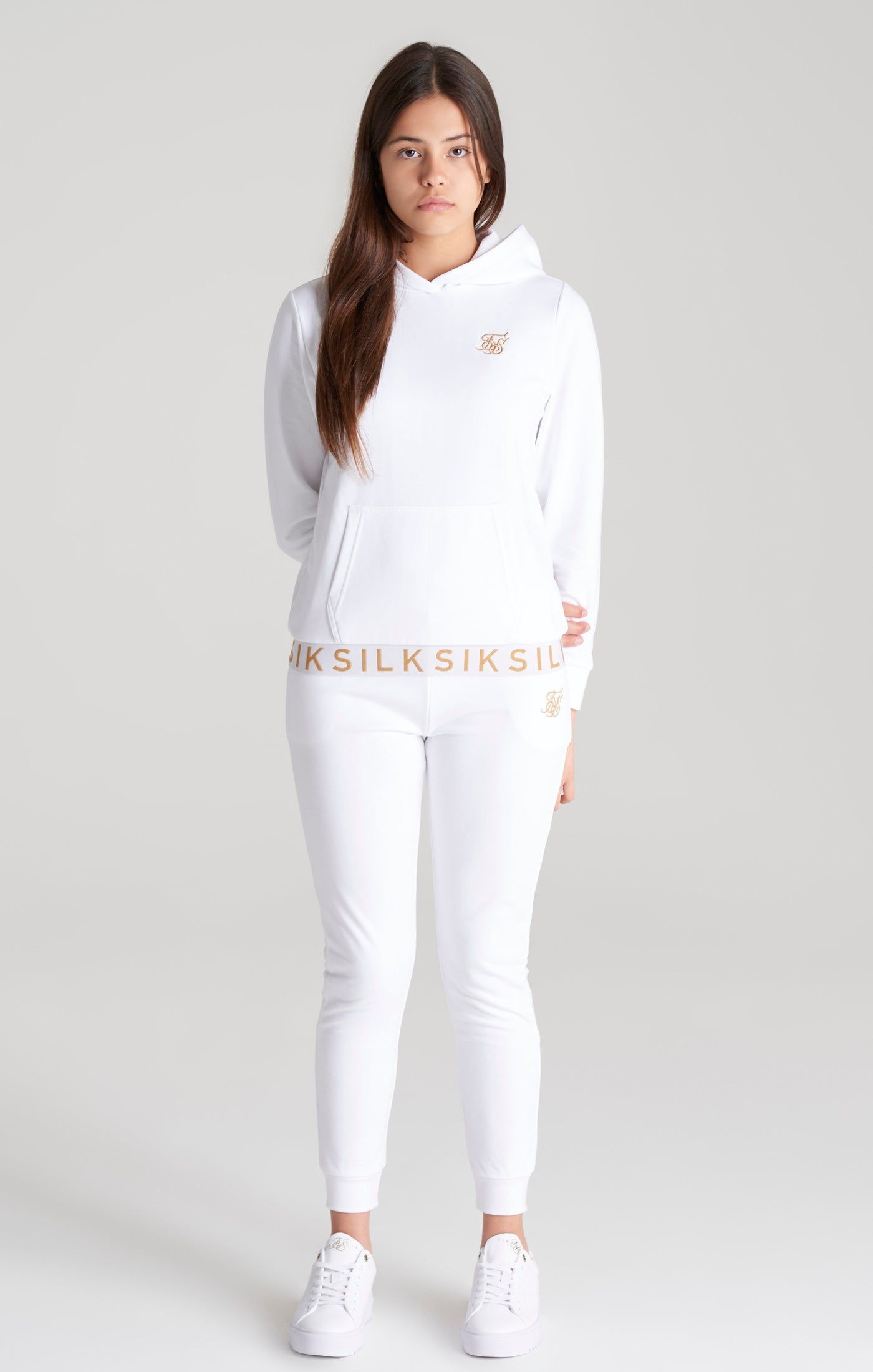 Girls White Taped Overhead Hoodie sold by Siksilk product image thumbnail 4