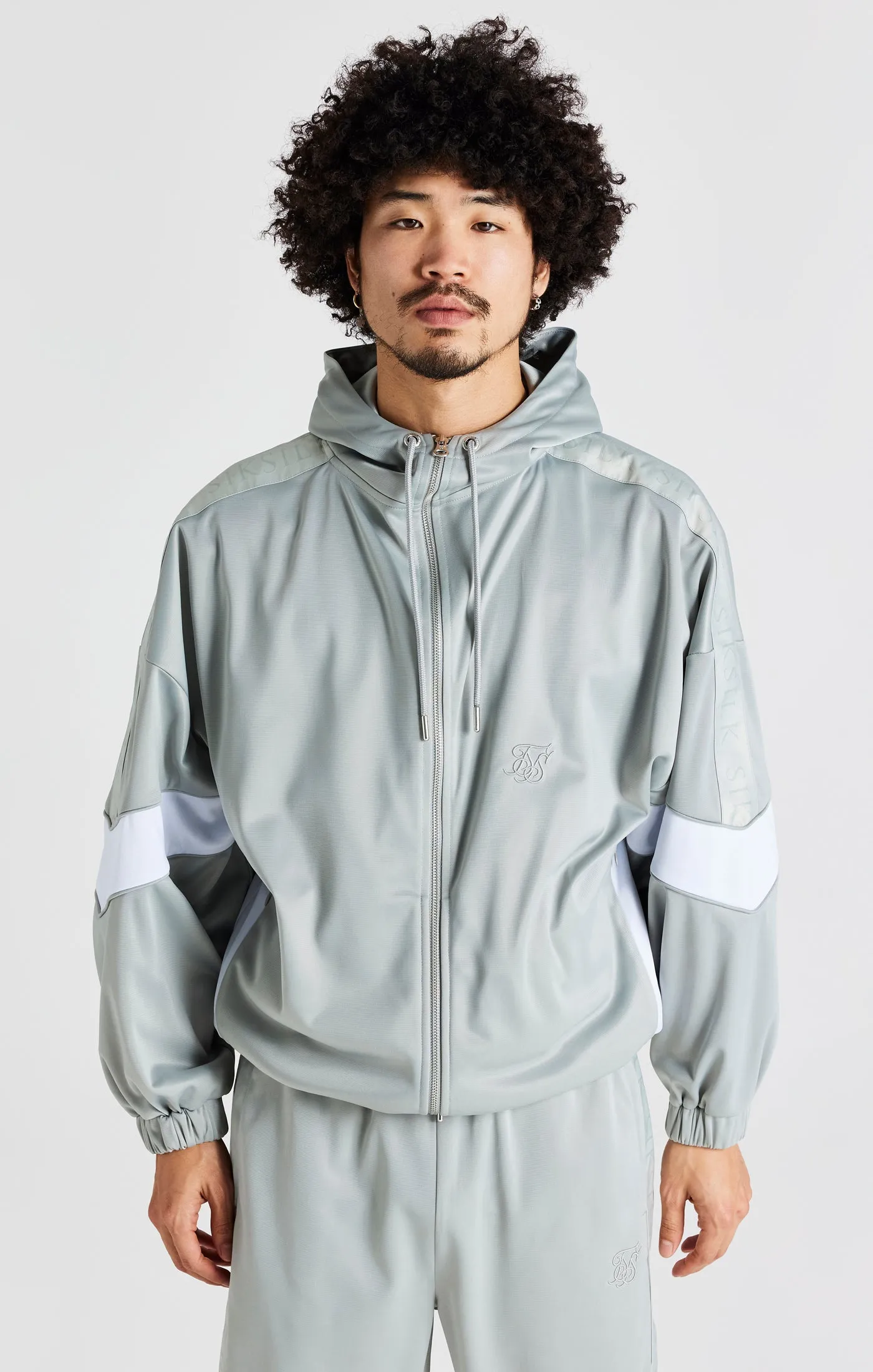 Grey Tape Zip Thru Track Jacket sold by Siksilk product image thumbnail 2