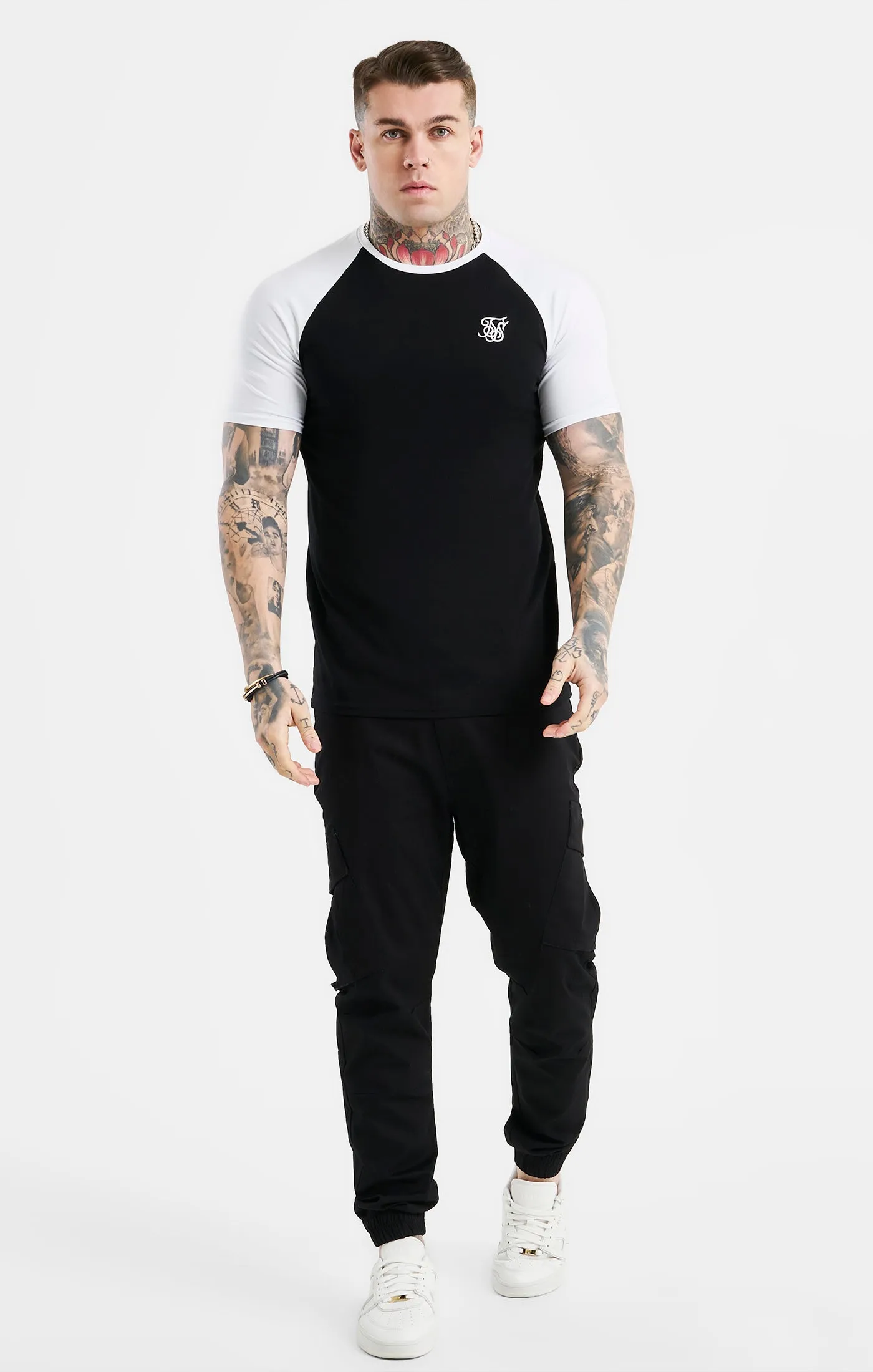 Black Raglan Muscle Fit T-Shirt sold by Siksilk product image thumbnail 3