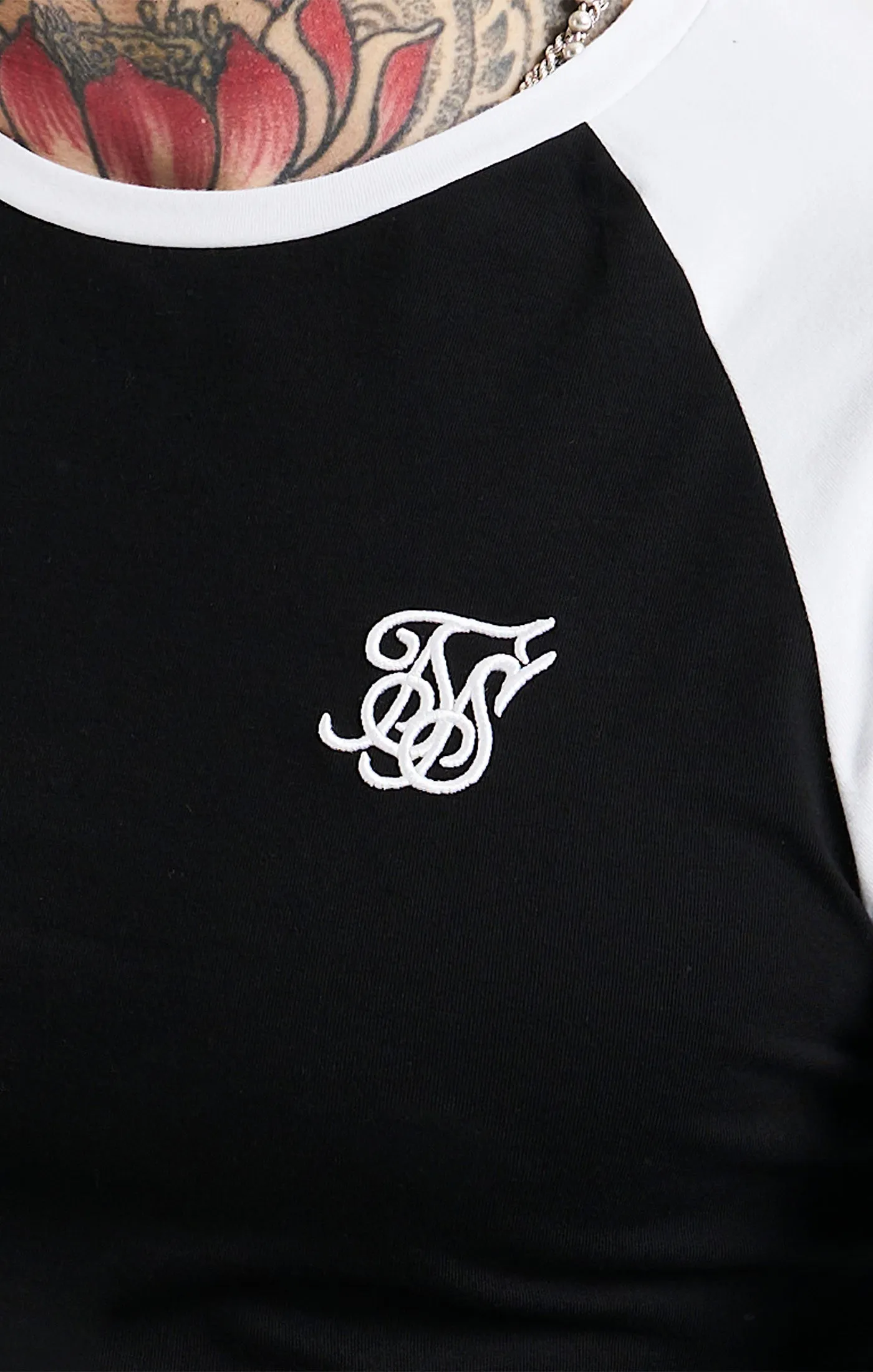 Black Raglan Muscle Fit T-Shirt sold by Siksilk product image thumbnail 2