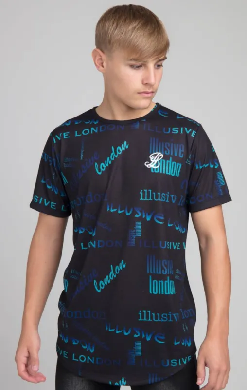 Boys Illusive Black Logo Printed T-Shirt sold by Siksilk