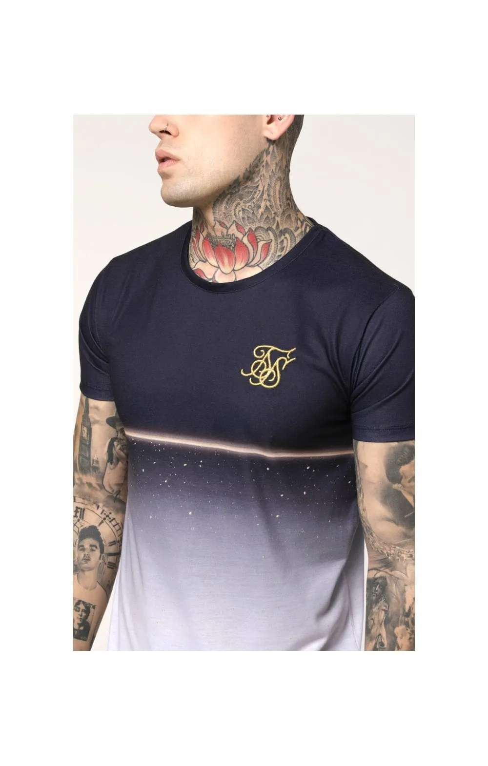 SikSilk S/S Gold Fleck Curved Hem Tee - Navy sold by Siksilk product image thumbnail 2