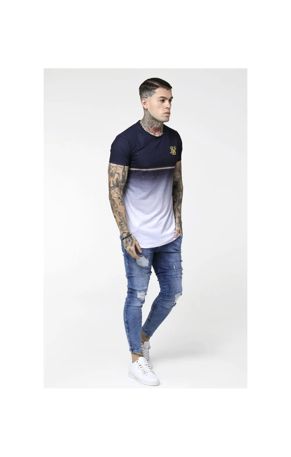 SikSilk S/S Gold Fleck Curved Hem Tee - Navy sold by Siksilk product image thumbnail 3