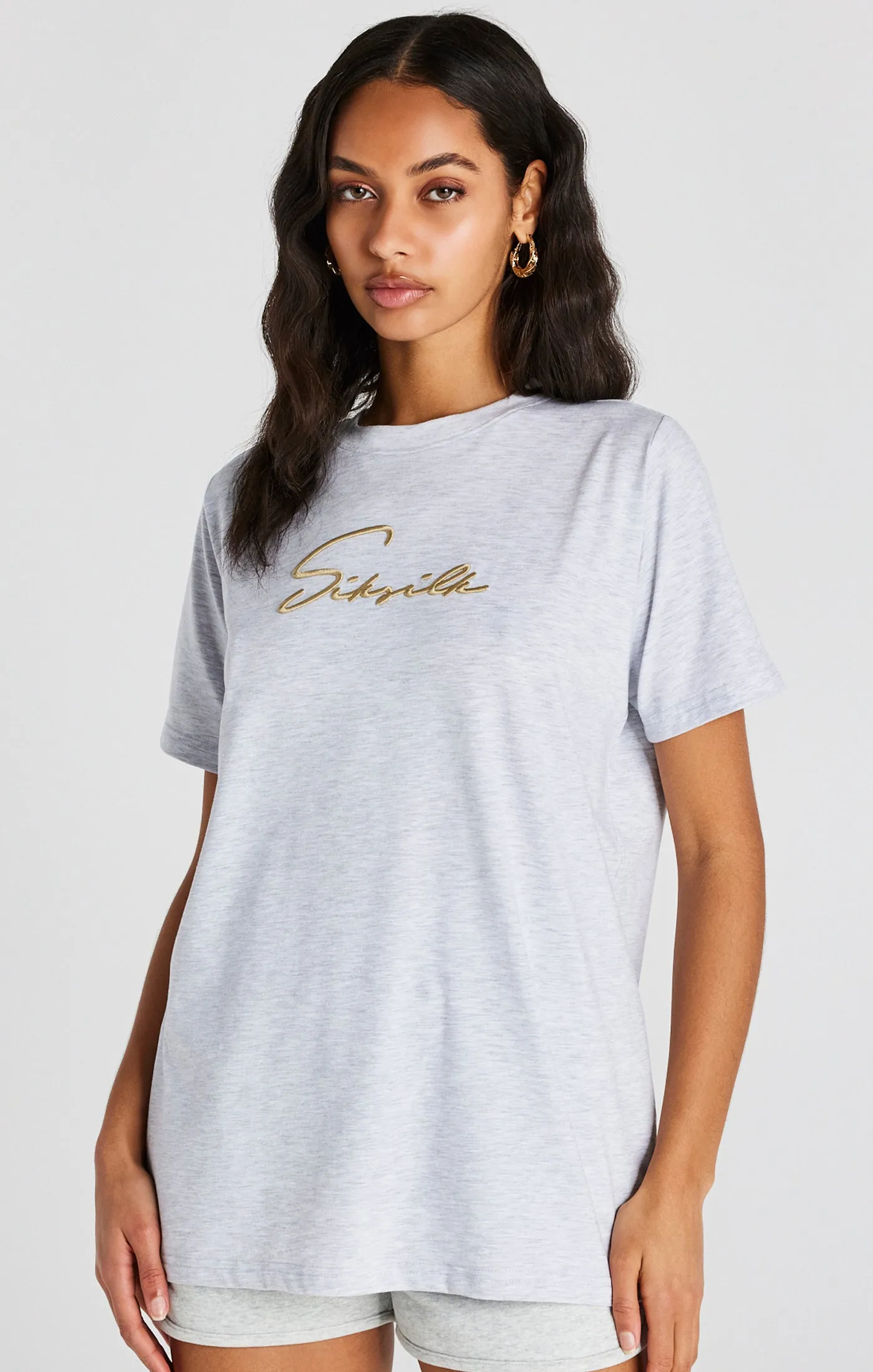 Grey Marl Signature Boyfriend T-Shirt sold by Siksilk product image thumbnail 2