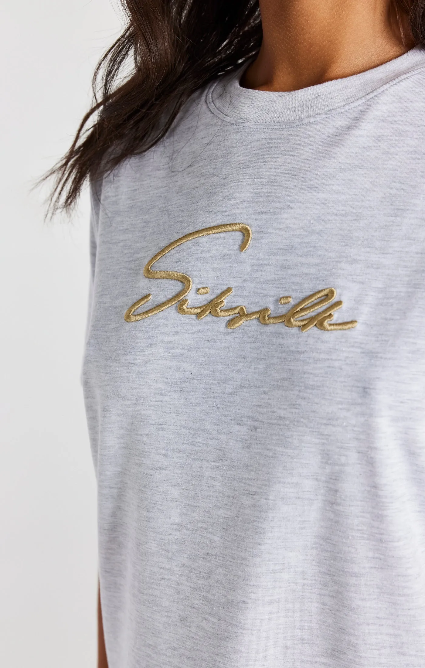 Grey Marl Signature Boyfriend T-Shirt sold by Siksilk product image thumbnail 3