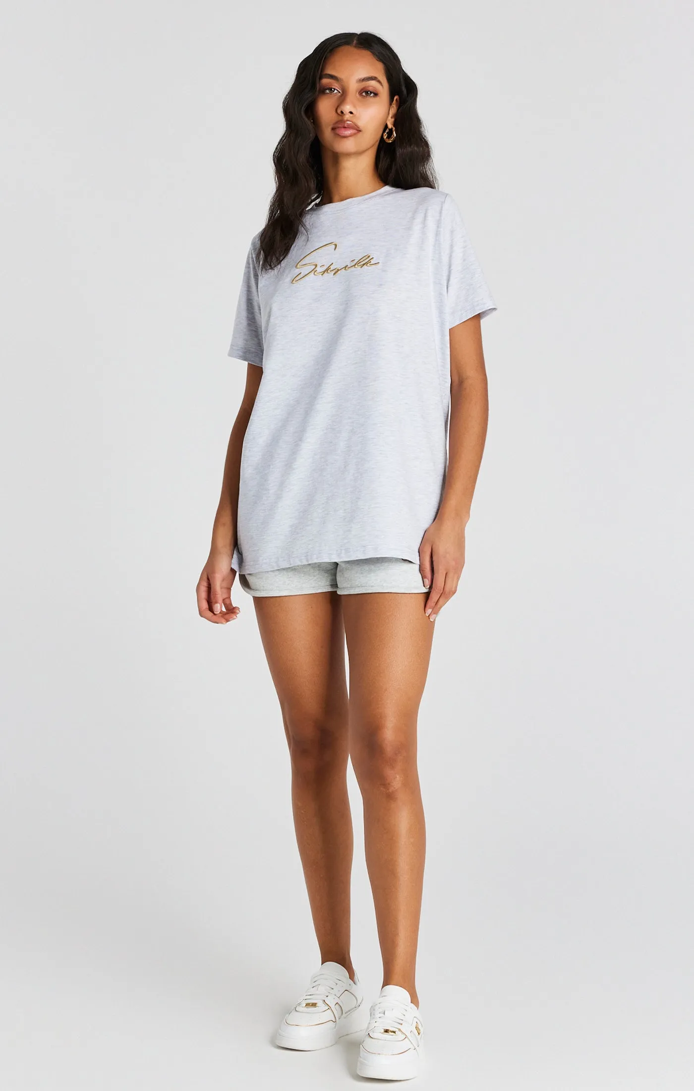 Grey Marl Signature Boyfriend T-Shirt sold by Siksilk product image thumbnail 4