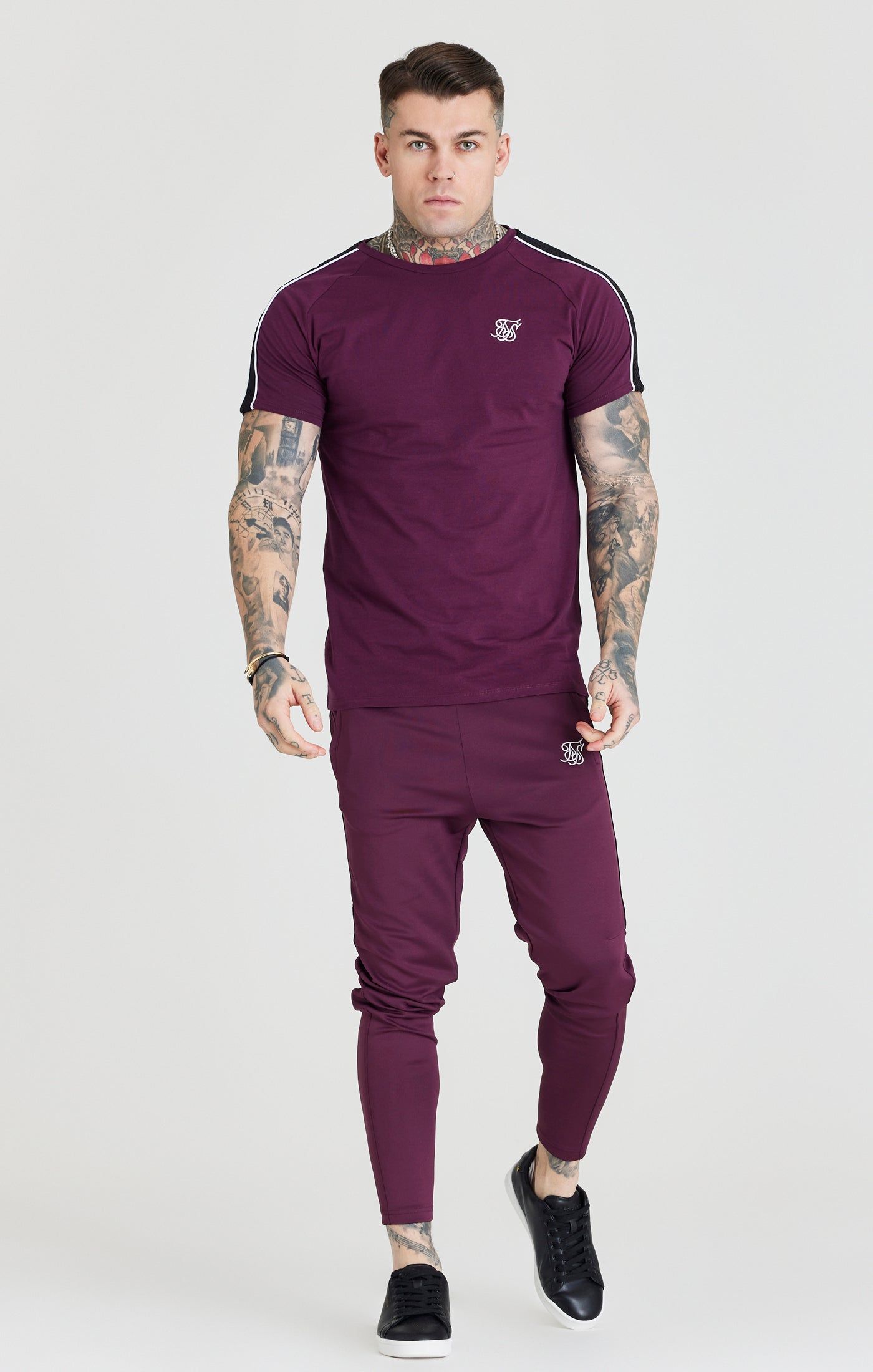 SikSilk Taped Athlete Loose Fit Pant - Burgundy & Black sold by Siksilk product image thumbnail 4