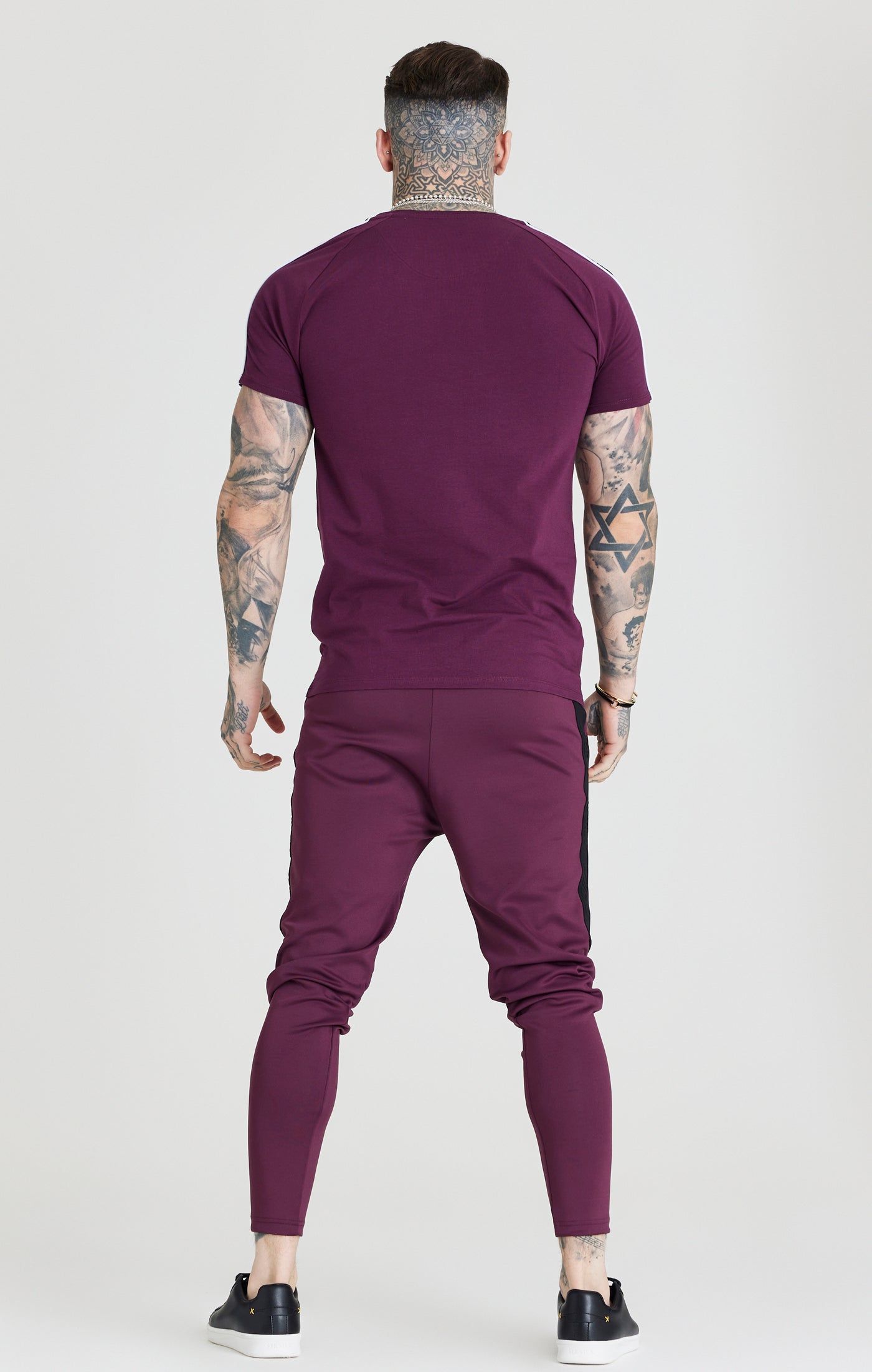 SikSilk Taped Athlete Loose Fit Pant - Burgundy & Black sold by Siksilk product image thumbnail 5