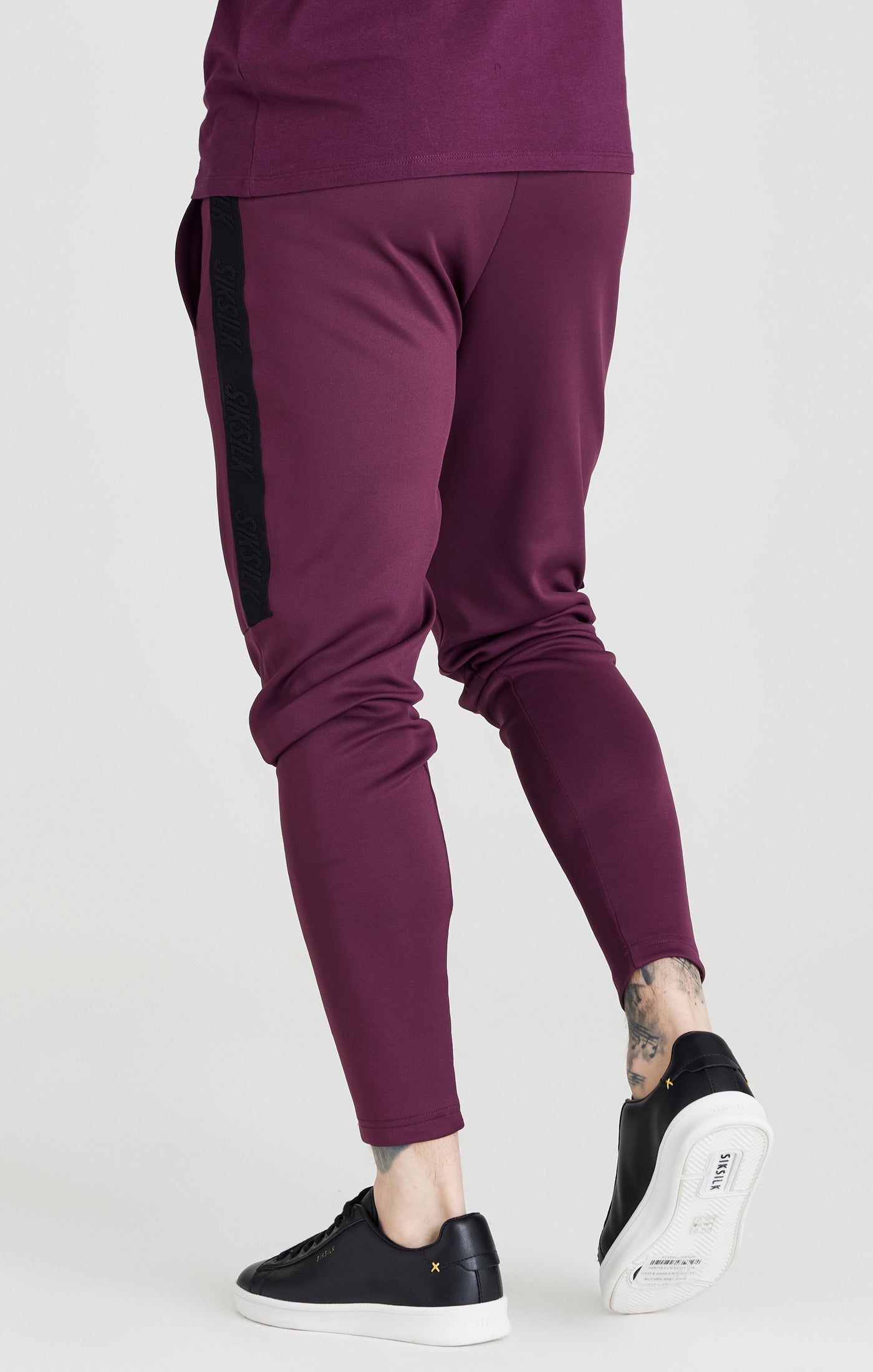 SikSilk Taped Athlete Loose Fit Pant - Burgundy & Black sold by Siksilk product image thumbnail 2