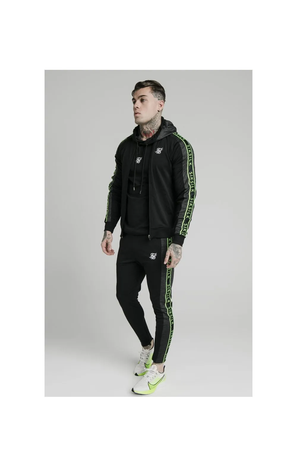 SikSilk Hyper Tape Bomber Jacket - Black & Neon Fluro sold by Siksilk