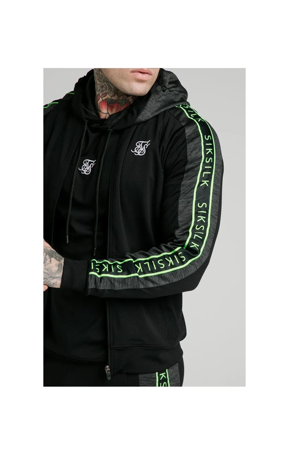 SikSilk Hyper Tape Bomber Jacket - Black & Neon Fluro sold by Siksilk product image thumbnail 2