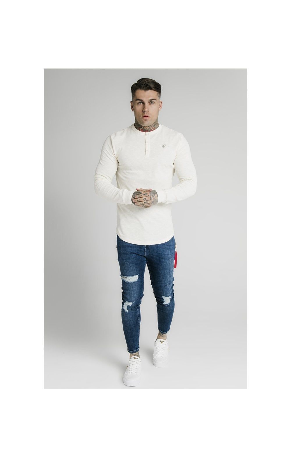 SikSilk Long Sleeve Button Down Tee – Ecru sold by Siksilk product image thumbnail 4