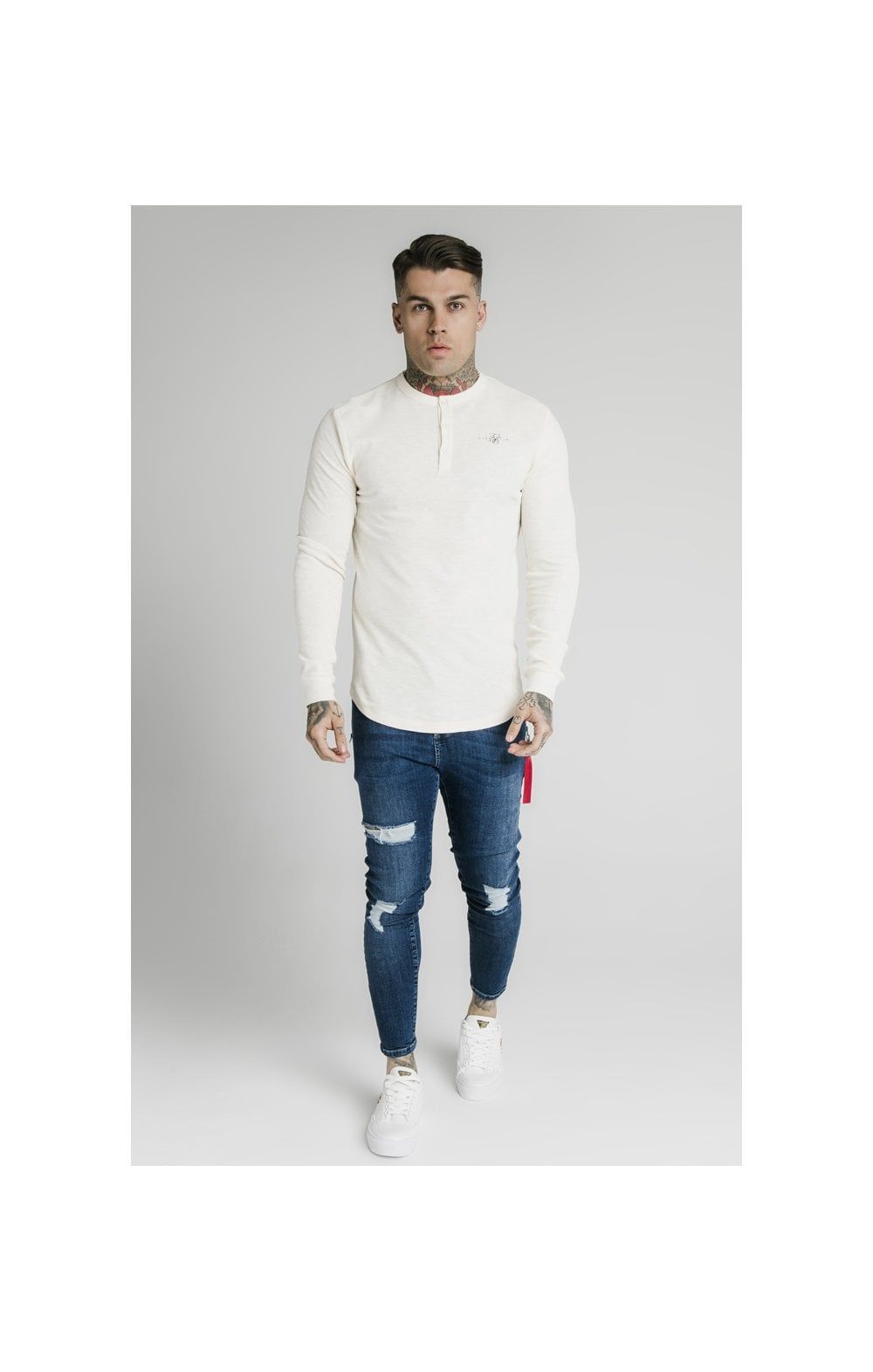 SikSilk Long Sleeve Button Down Tee – Ecru sold by Siksilk product image thumbnail 5