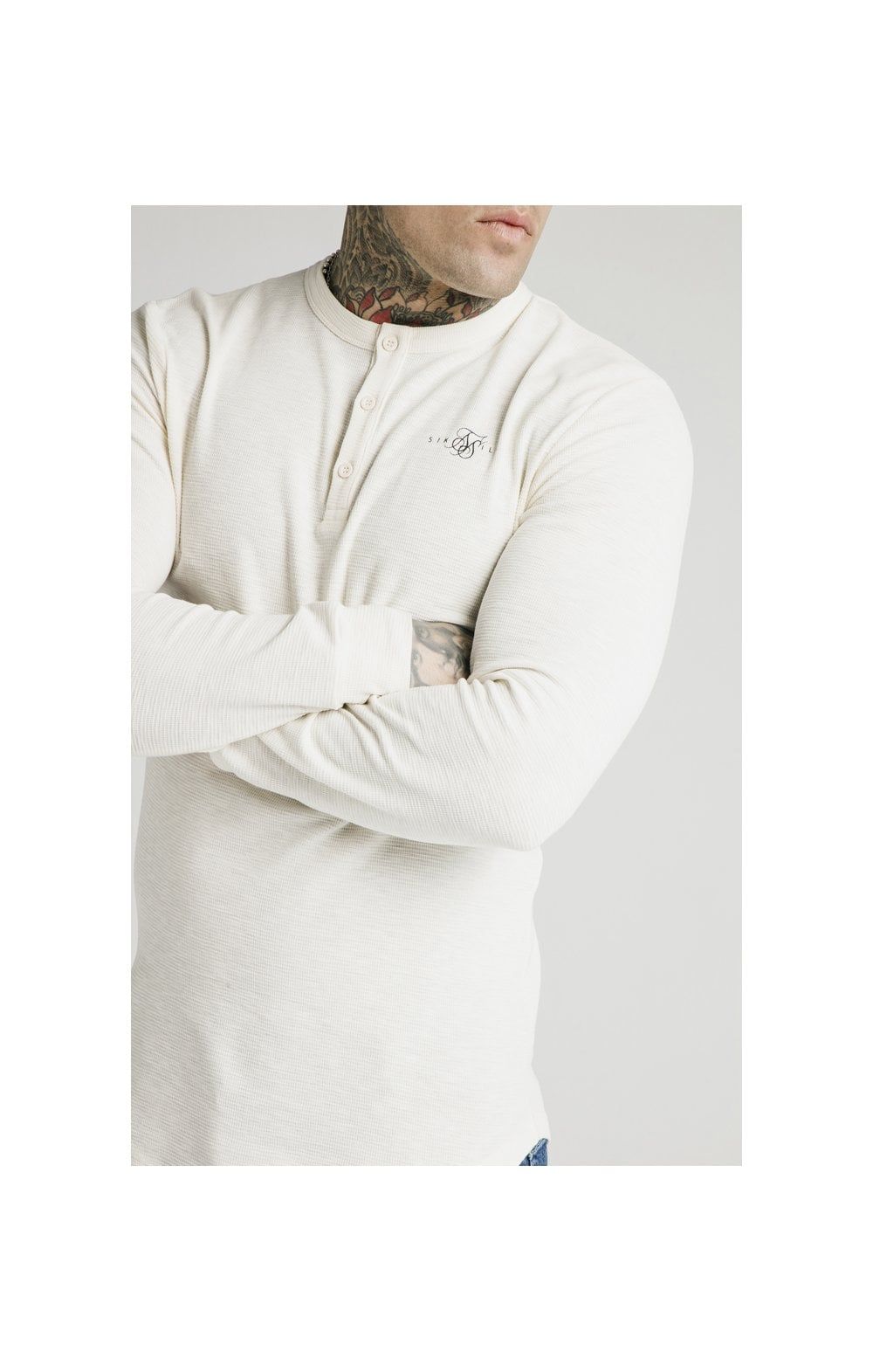SikSilk Long Sleeve Button Down Tee – Ecru sold by Siksilk product image thumbnail 2