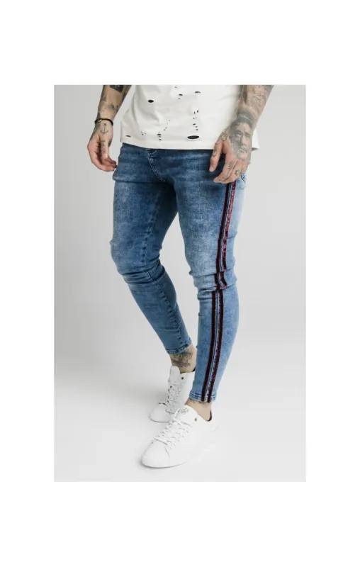 SikSilk Skinny Velour Stripe Jeans - Midstone sold by Siksilk