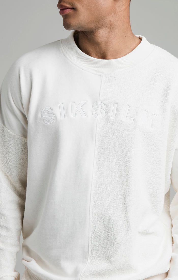 SikSilk Half & Half Crew Sweater - Ecru sold by Siksilk product image thumbnail 2
