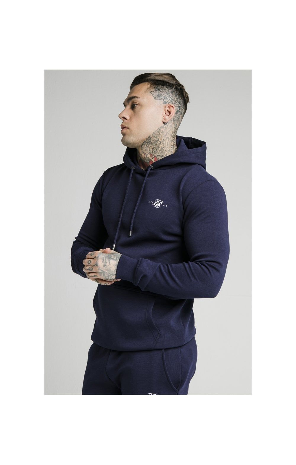 SikSilk Overhead Muscle Fit Hoodie - Navy sold by Siksilk